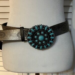 Turquoise and Black Embellished Belt